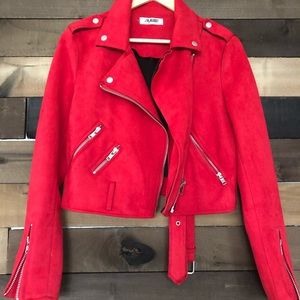 Red suede crop jacket